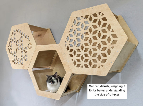 Huge Hexagons for Big cats, Cat tree, Cat shelves, Cat furniture, Pet furniture, Cat shelf, Cat wall shelves, Wall mounted cat bed, breeds