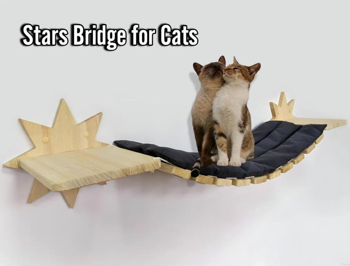 Stars Cat Bridge from Pine Wood, Cat wall shelves, Cat furniture stars, Cat bridge for wall, Cat tree wall, Cat furniture wall, Cat wall bed