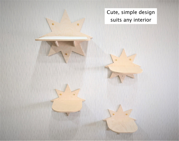 Star Set: 1 Bed and 3 Shelves for your Cats, best for napping, sleeping, playing and jumping, cute and simple, in size M