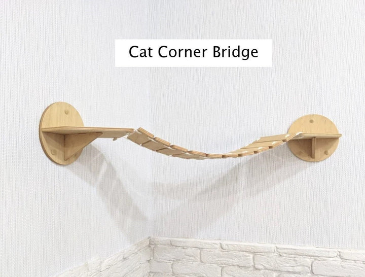 Corner Cat Bridge, Cat Wall Shelves and Bridge, Perfect Cat Bridge for Corner with Steps for Kitty, Wall Mounted Cat Bridge in size M