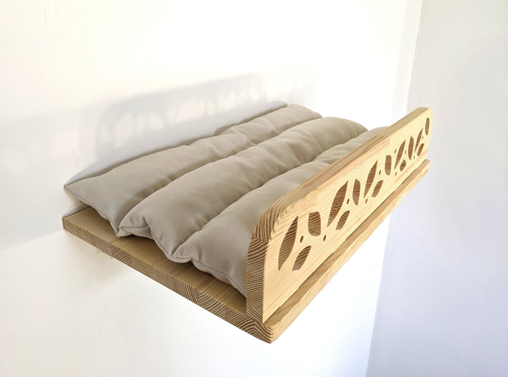 Pinewood Cat Bed Leaf Design, Size for all breeds, Modern Cat Funiture for all types of walls 2023, Cute Cat Perch