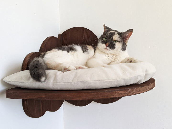 Cloud Cat Corner Shelf with Pillow, Cat shelves, Cat furniture, Wall mounted cat bed, Cat shelf, Cat furniture wall, Cat shelves for wall