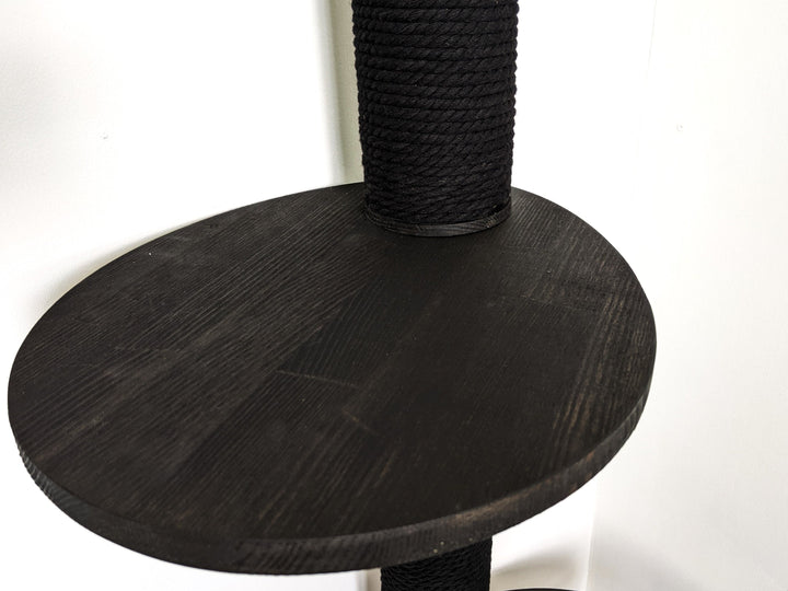 Modern Cat Tree Tower in a Black Color with Cotton Rope, Include 3 Egg Platform, Cat tree for large cats and medium sized