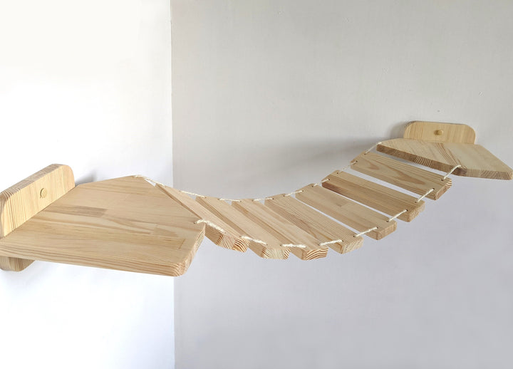 Corner Cat Bridge from Pine Wood, Cat wall shelves, Cat furniture, Cat bridge for wall, Cat tree wall, Cat furniture wall, Cat wall bed