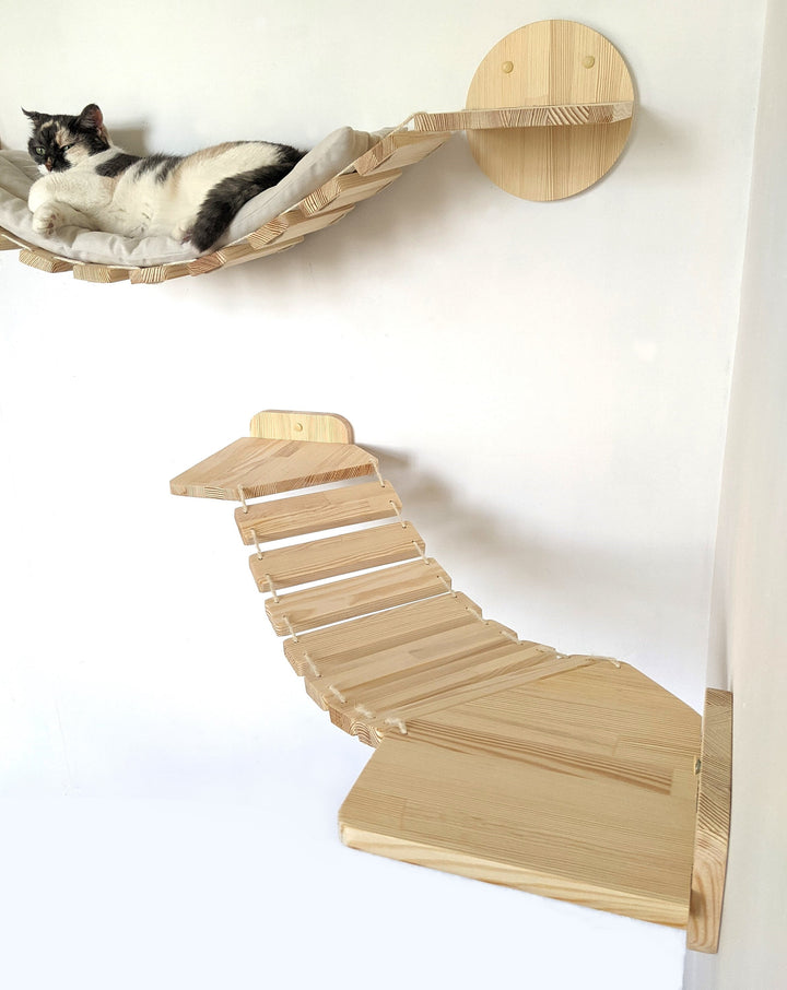 Corner Cat Bridge from Pine Wood, Cat wall shelves, Cat furniture, Cat bridge for wall, Cat tree wall, Cat furniture wall, Cat wall bed