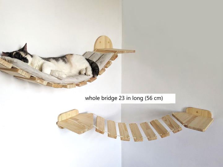 Corner Cat Bridge from Pine Wood, Cat wall shelves, Cat furniture, Cat bridge for wall, Cat tree wall, Cat furniture wall, Cat wall bed