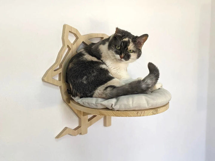 Set for Cats Geometric Cuteness: L Hexagons, Halfmoon, Cloud shelf and 4 steps, Ball Shelf, Cat scratching post with sisal. Indoor, Outdoor!