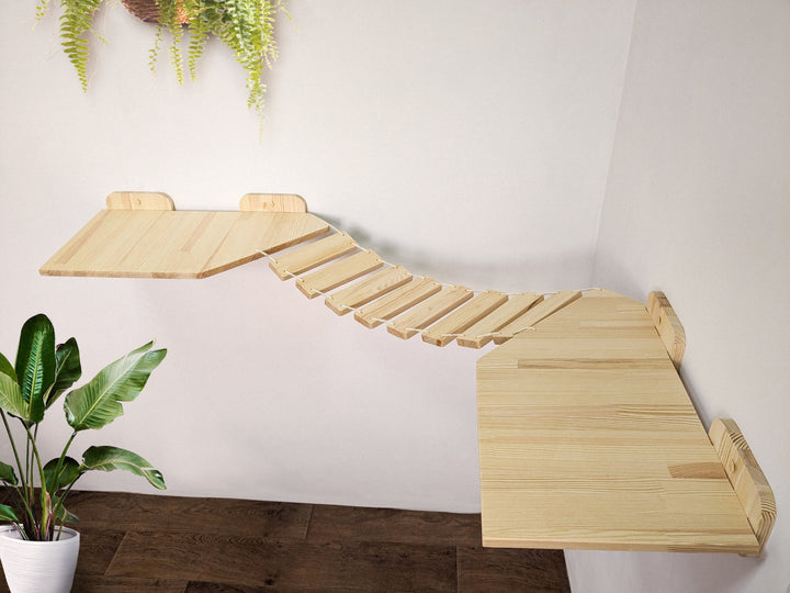 Corner Bridge-Shelf for Big Cats, Perfect for Playing and Sleeping on it, Handmade Cat Wall Shelf, Indoors and Outdoors, all types of walls!