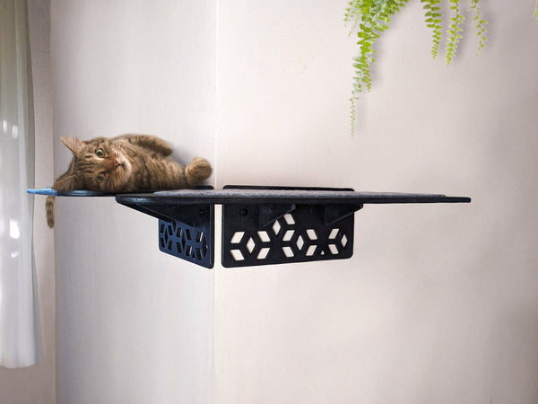 Corner Cat Bed in Geometric style PurrPurrbyAnnabella, Modern cat tree, Cat wall shelves for Cats, Corner Shelf for 2 Cats, Any type of wall